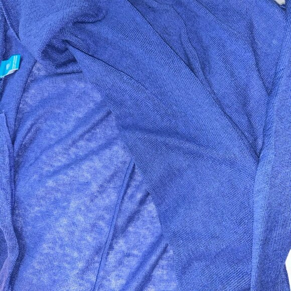 tori richard NEW bright blue linen open waterfall drape cardigan swea… - Picture 2 of 2